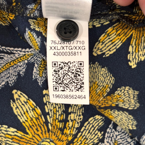 Tommy Hilfiger floral print semi-sheer blouse navy back ground size XXL - Picture 13 of 16